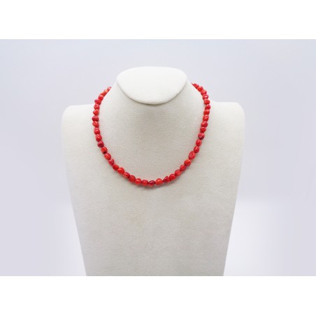 COLLANA IN CORALLO ROSSO CON CHIUSURA IN ARGENTO