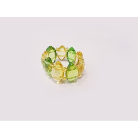 ANELLO IN AMBRA GIALLA E VERDE