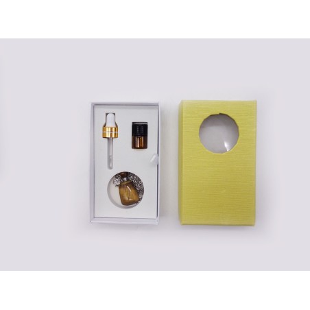 BOX CON CIONDOLO PORTA ESSENZA IN PIETRA NATURALE OCCHIO DI TIGRE