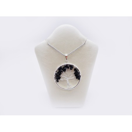 CIONDOLO ALBERO DELLA VITA IN PIETRA NATURALE TORMALINA NERA