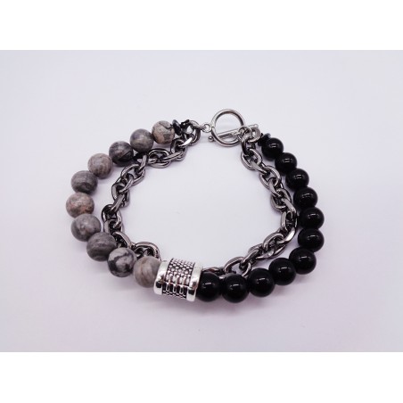 BRACCIALE IN ACCIAIO E PIETRE NATURALI