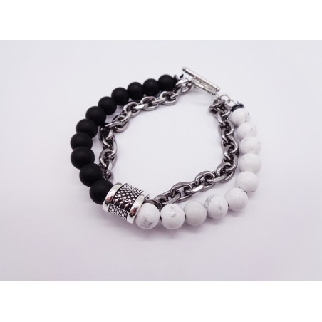 BRACCIALE IN ACCIAIO E PIETRE