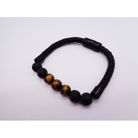 BRACCIALE PELLE E OCCHIO DI TIGRE