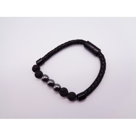 BRACCIALE IN PELLE E EMATITE