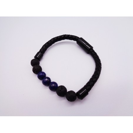 BRACCIALE IN PELLE E LAPISLAZZULI