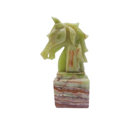SCULTURA TESTA CAVALLO ONICE VERDE
