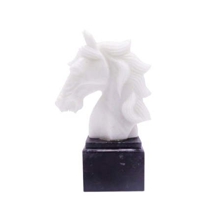 SCULTURA TESTA DI CAVALLO IN MARMO BIANCO