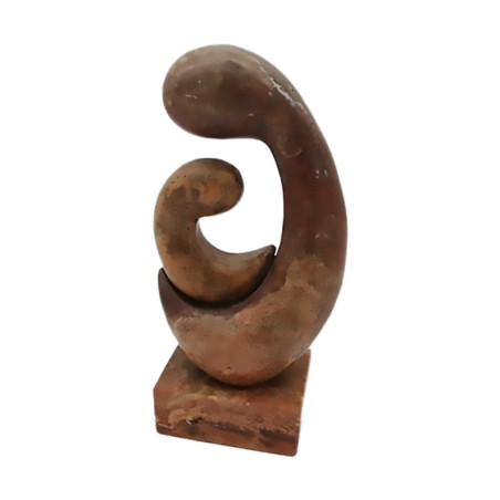 SCULTURA MADONNA IN TRAVERTINO ROSSO