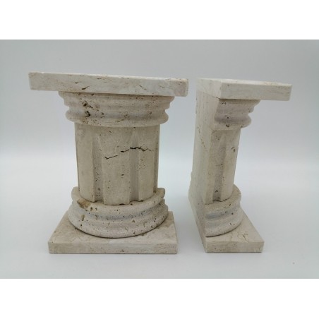 FERMALIBRO SINGOLO A COLONNA ROMANA CON SCALANATURE IN TRAVERTINO