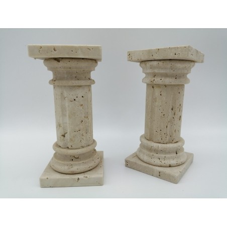 FERMALIBRO SINGOLO A COLONNA ROMANA CON SCANALATURE IN TRAVERTINO