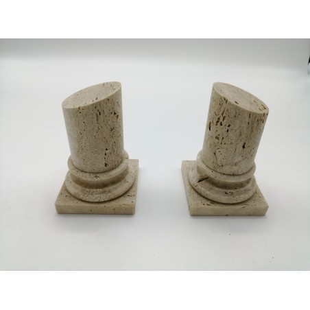 FERMALIBRO SINGOLO A COLONNINA ROMANA LISCIA IN TRAVERTINO