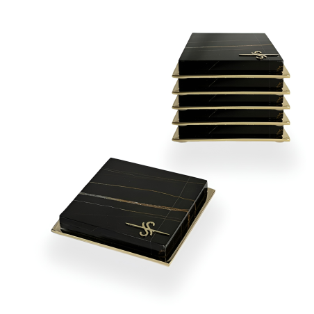 SOTTOBICCHIERI IN MARMO-24K GOLD PLATED