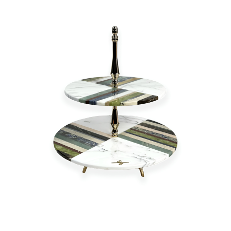 ALZATINA POLICROMATICA IN MARMO-24K GOLD PLATED