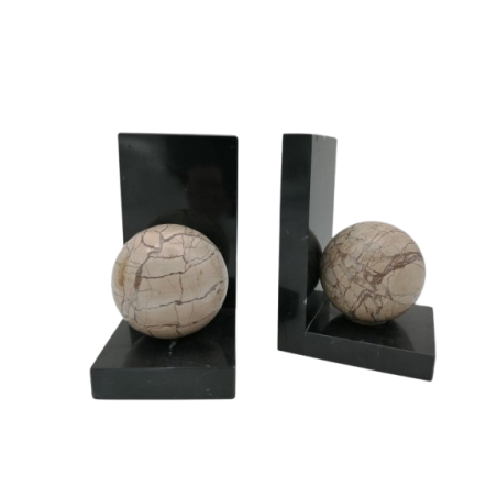 FERMALIBRO SINGOLO CON SFERA IN MARMO ROSA MARINO