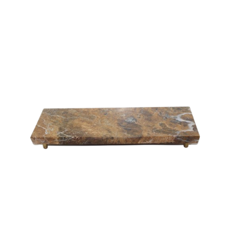 VASSOIO IN BLUE JEANS CON ANGOLI INCLINATI E PIEDINI COLOR ORO