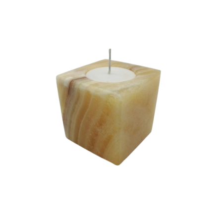 PORTACANDELA IN ONICE MIELE