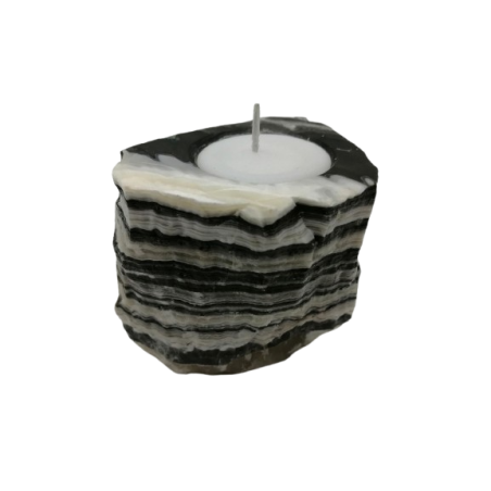 PORTACANDELA IN ONICE ZEBRA