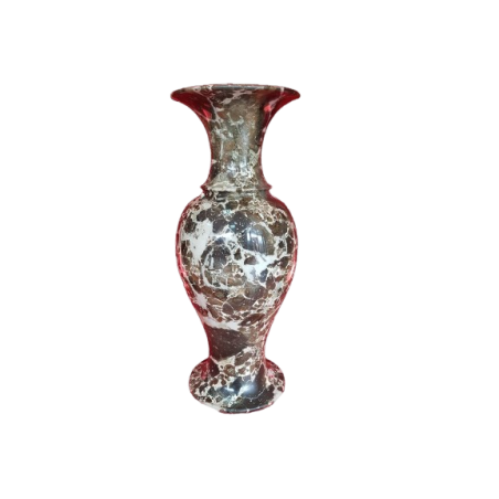 VASO AD ANFORA IN MARMO MARRONE CON VENATURE