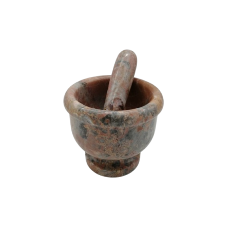 MORTAIO IN MARMO ROSSO PREZIOSO CON PESTELLO