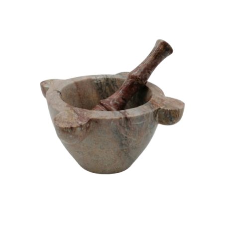 MORTAIO IN MARMO ROSSO PREZIOSO CON PESTELLO