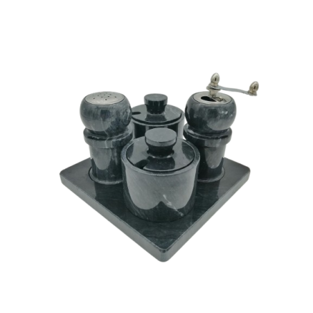 SET CONDIMENTI GIREVOLE PER SPEZIE IN MARMO NERO