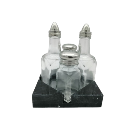 SET CONDIMENTI IN MARMO NERO