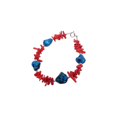 BRACCIALE IN CORALLO E TURCHESE