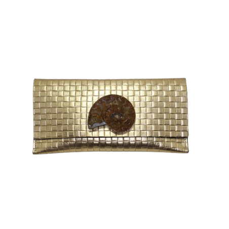 POCHETTE DORATA CON FOSSILE