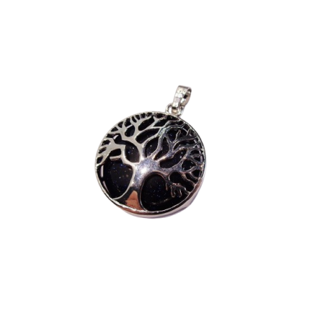 CIONDOLO IN PIETRA DEL SOLE BLU CON ALBERO DELLA VITA
