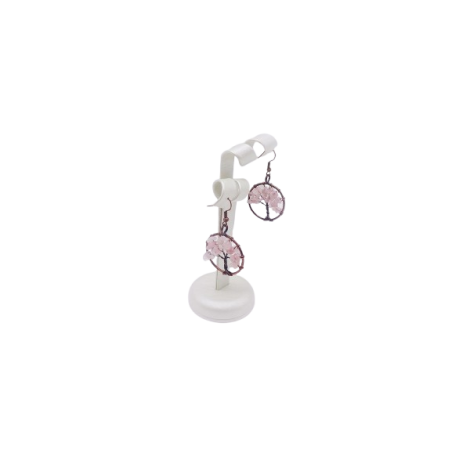 ORECCHINI ALBERO DELLA VITA IN QUARZO ROSA