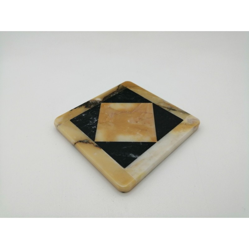 0251O 242  SOTTOBICCHIERE IN MARMO GIALLO/NERO