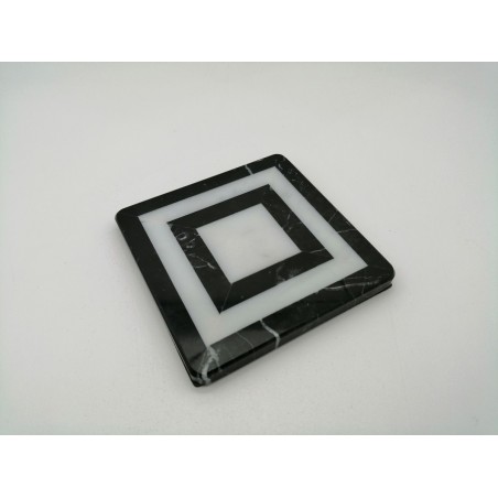 0251P 242  SOTTOBICCHIERE IN MARMO BIANCO/NERO