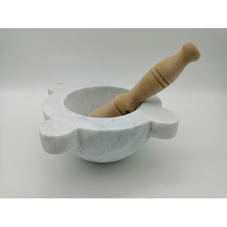 0253P 242  MORTAIO IN MARMO BIANCO GREZZO