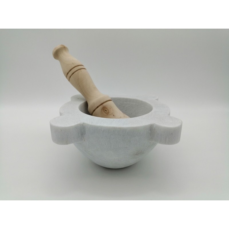 0254P 242  MORTAIO IN MARMO BIANCO GREZZO