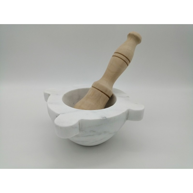 0255P 242  MORTAIO IN MARMO BIANCO GREZZO