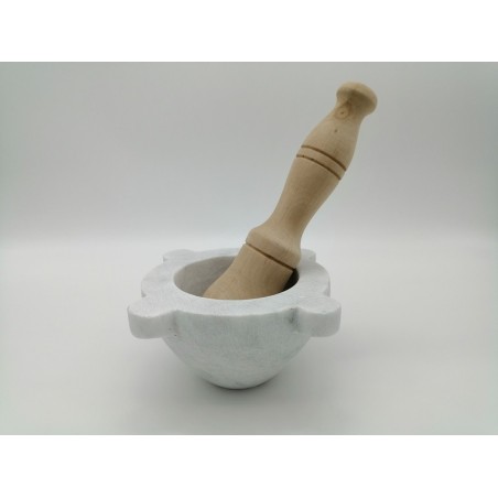 0256P 242  MORTAIO IN MARMO BIANCO GREZZO