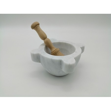 0257P 242  MORTAIO IN MARMO BIANCO GREZZO