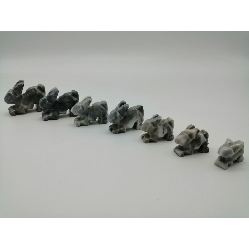 0381GM 204  FAMIGLIA CONIGLIO IN MARMO GRIGIO