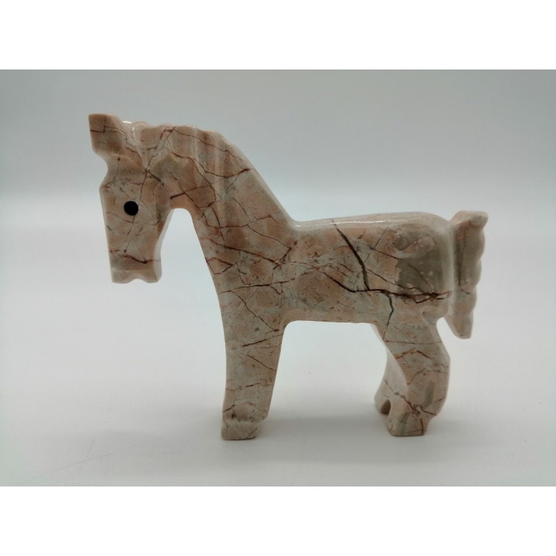 0403E 204  CAVALLO IN MARMO ROSSO PREZIOSO