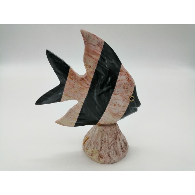 0426E 204  PESCE IN MARMO ROSA E NERO