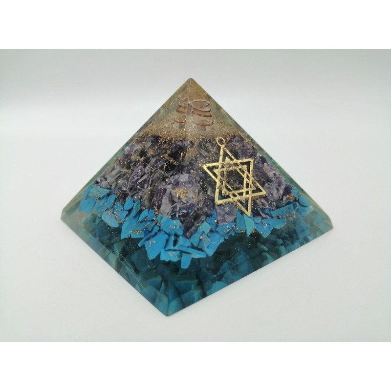 0481CK084 4  PIRAMIDE CHAKRA AMETISTA/TURCHESE