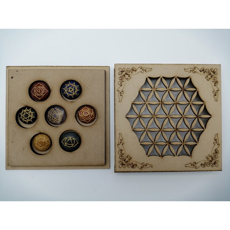 0484CK084  2  BOX IN LEGNO DISCHI CHAKRA