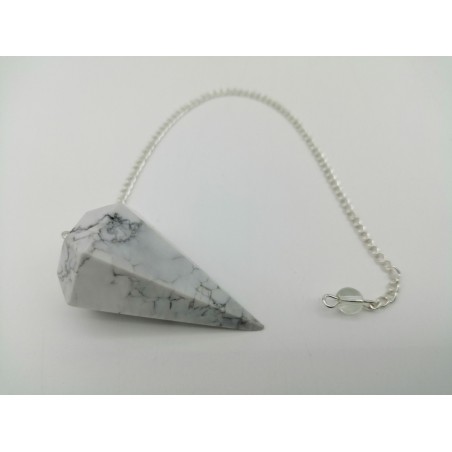 0499CK084 4  PENDULUM  CHAKRA HOWLITE BIANCO