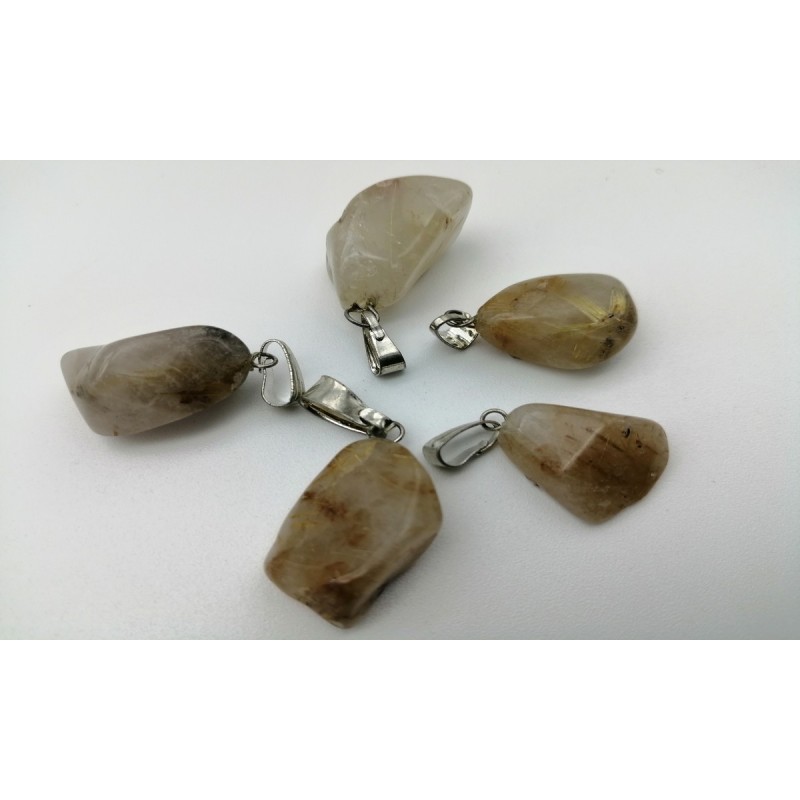 0562QO016 32  CIONDOLO MEDIO QUARZO RUTILATO