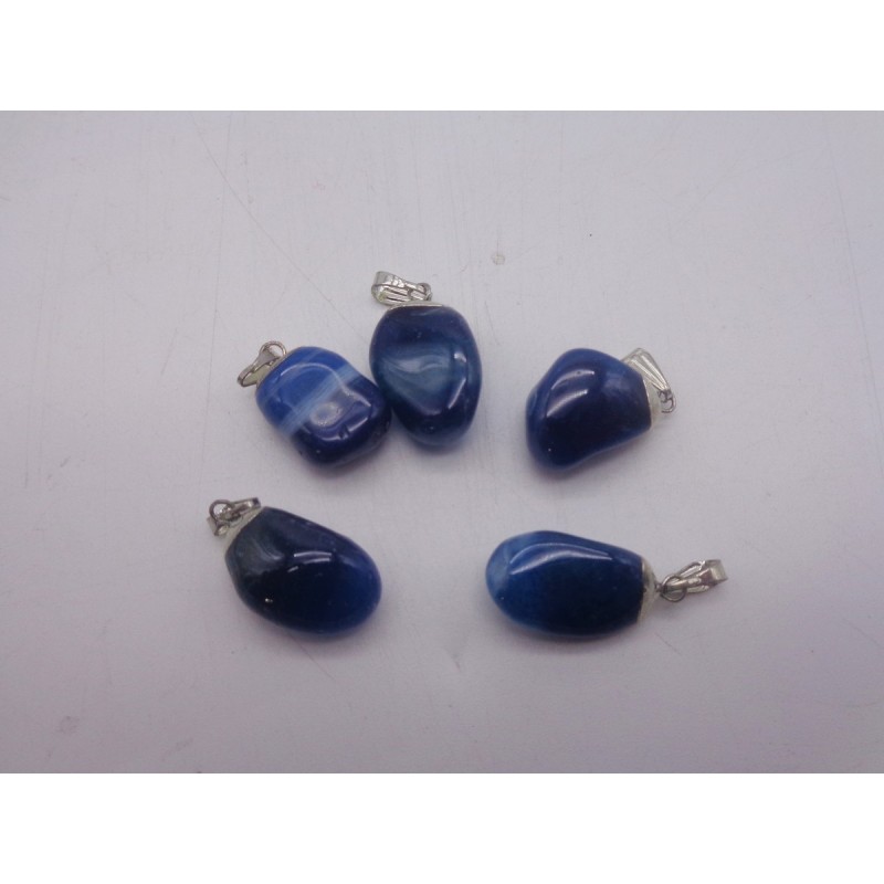 0563BU016 8  CIONDOLO GRANDE AGATA BLU