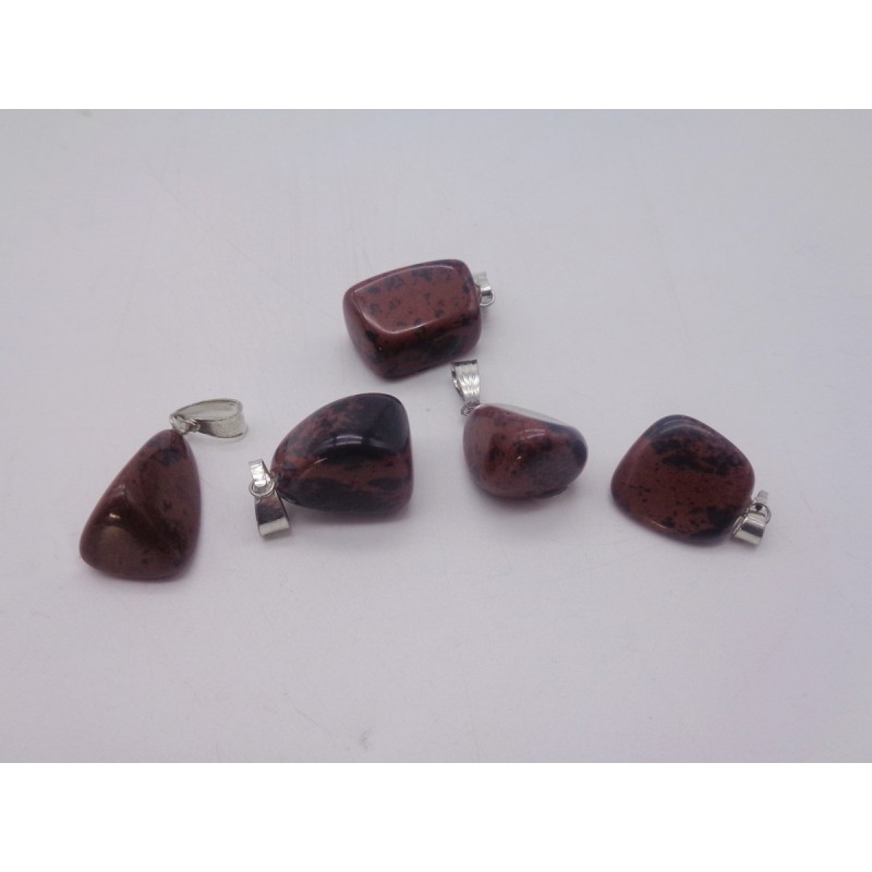 0563SI016 23  CIONDOLO GRANDE OSSIDIANA MOGANO