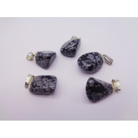 0564FN016 21  CIONDOLO OSSIDIANA FIOCCO