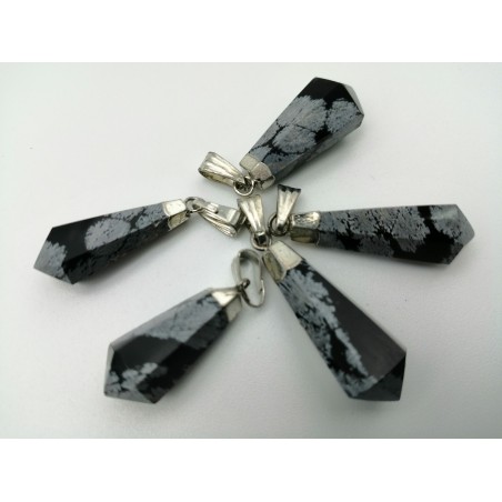 0565FN016 13  CIONDOLO A PUNTA OSSIDIANA FIOCCO