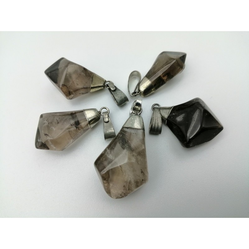 0565QF016 11  CIONDOLO A PUNTA QUARZO FUME'