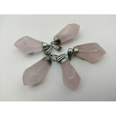 0565QR016 5  CIONDOLO A PUNTA QUARZO ROSA